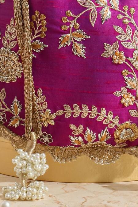 Amyra Purple Embroidery, Sequins Blossom Potli at Aza Fashions Amyra_Purple Embroidery, Sequins Blossom Potli _at_Aza_Fashions