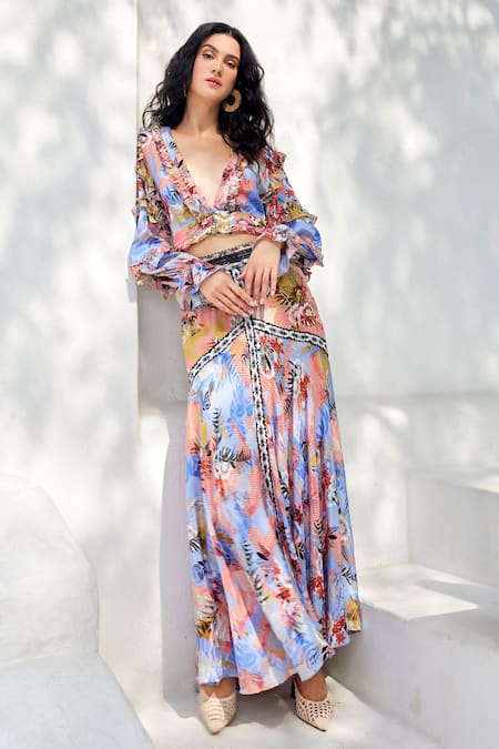 Bhanuni By Jyoti Taylor Floral Print Maxi Skirt 