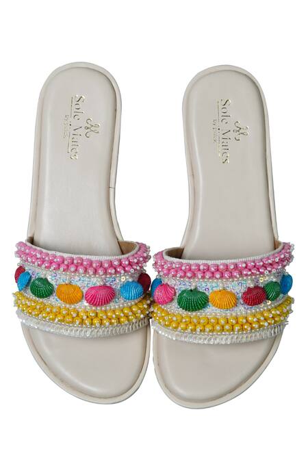 Buy Sole Mates by Palak White Shell Bella Handcrafted Wedges Online at Aza Fashions Buy_Sole Mates by Palak_White Shell Bella Handcrafted Wedges _Online_at_Aza_Fashions