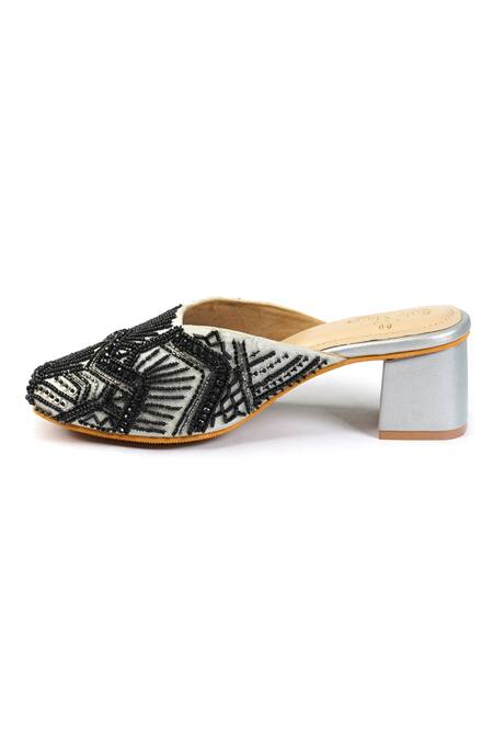 Shop_Sole Mates by Palak_Beige Cut Work, Beads Zara And Cutdana Embroidered Mules _Online_at_Aza_Fashions