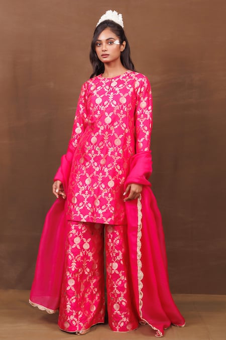 Pinki Sinha Handwoven Banarasi Silk Kurta Sharara Set 