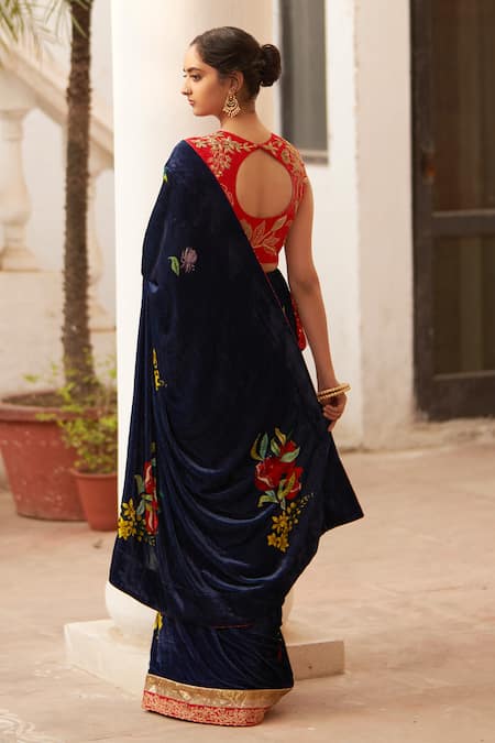 Label Earthen Syahi Floral Print Saree & Blouse Set 