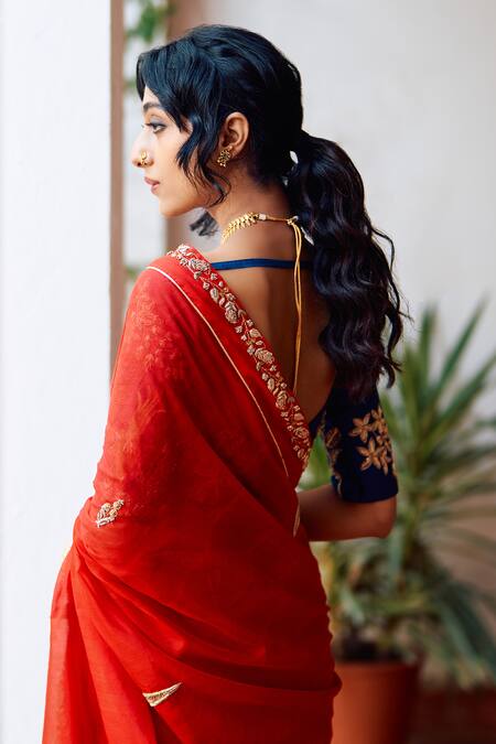 Buy Label Earthen Red Silk Zari Seetaphool Rani Embroidered Zardozi Saree Online at Aza Fashions Buy_Label Earthen_Red Silk Zari Seetaphool Rani Embroidered Zardozi Saree _Online_at_Aza_Fashions