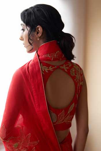 Label Earthen Surkh Sitara Zardozi Embroidered Blouse 