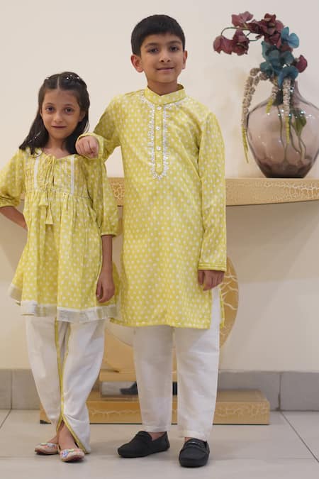 Taber Tikri Bandhani Print Cotton Kurta Set 