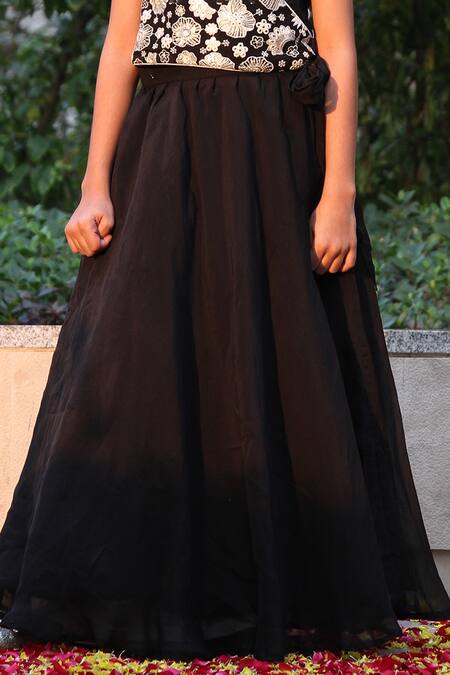 Buy Taber Tikri Black Cotton, Silk, Organza Embroidery, Mirrors, Sequins Floral Top And Skirt Set Online at Aza Fashions Buy_Taber Tikri_Black Cotton, Silk, Organza Embroidery, Mirrors, Sequins Floral Top And Skirt Set _Online_at_Aza_Fashions