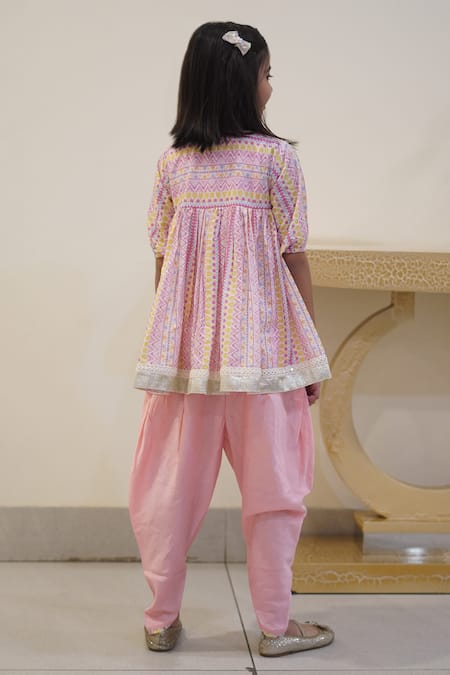 Taber Tikri Geometric Print Kurta & Dhoti Pant Set 