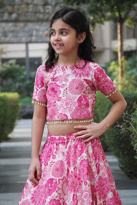 Taber Tikri Bloom Print Lehenga & Blouse Set 