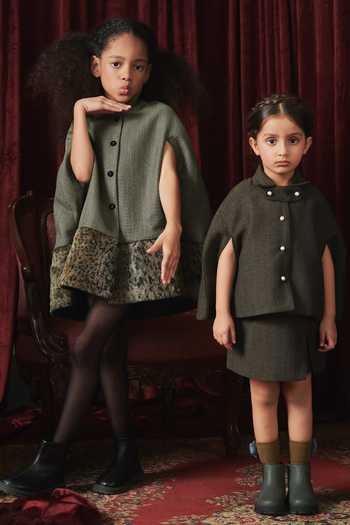 Jasmine And Alaia_Grey Oxford Fabric Textured Kacy Cape_Online_at_Aza_Fashions