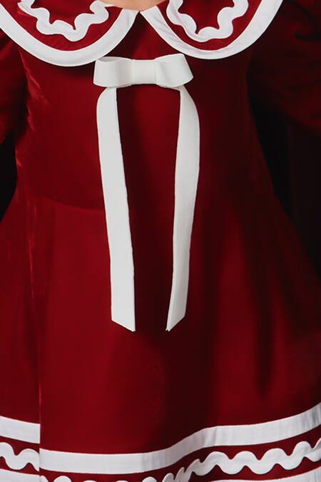 Shop_Jasmine And Alaia_Red Velvet Embellished Lace Jamie Dress_Online_at_Aza_Fashions