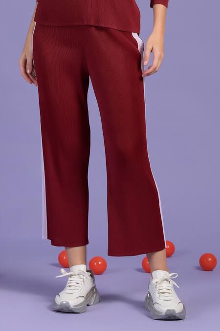 Buy_Tasuvure_Red Polyester Halter Neck Carol Chapeau Hooded Top With Pant _Online_at_Aza_Fashions