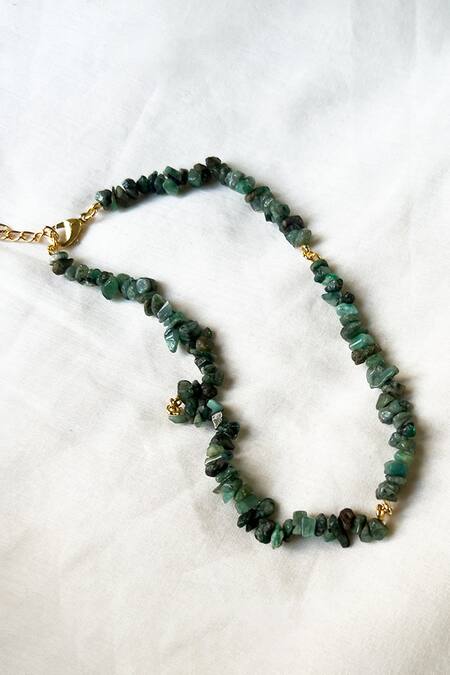 Buy Green Stone Bead Embellished Ines Necklace by Kharakapas Online at ...