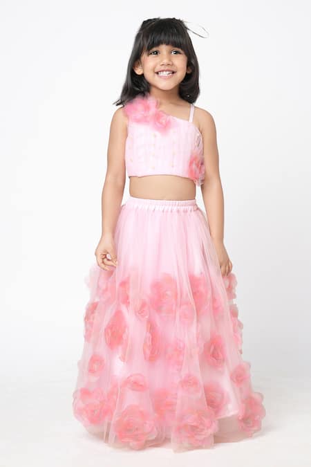 LIL DRAMA 3D Floral Embellished Lehenga Set 