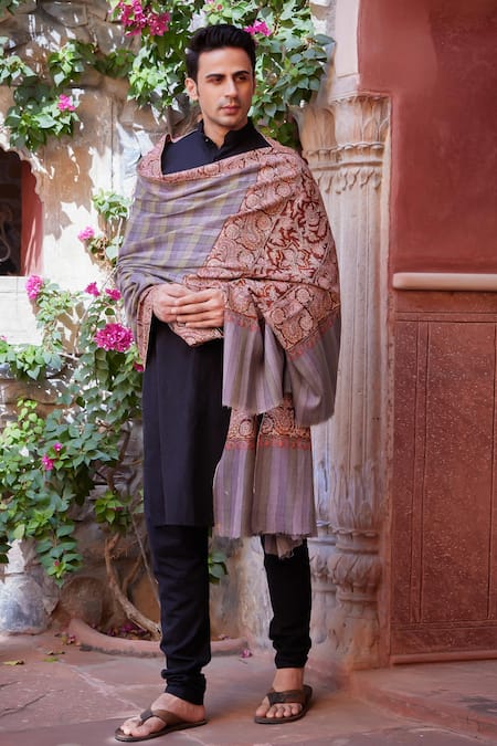 Toosh Kashmir Sozni Embroidered Palladar Pashmina Shawl 