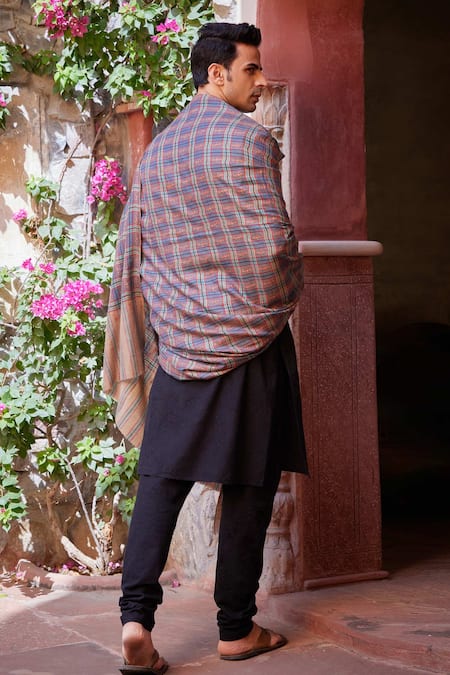 Toosh Kashmir Sozni Embroidered Chequered Dushala 