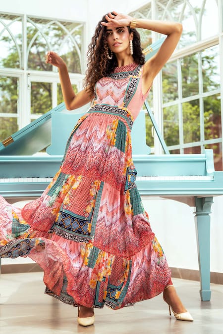 Bhanuni By Jyoti Alessandra Floral Tile Print Dress 