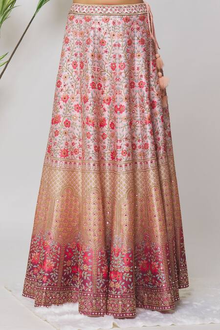 Buy Samyukta Singhania Peach Silk, Net Beads, Mirrors, Embroidery, Floral Hand Bridal Lehenga Set Online at Aza Fashions Buy_Samyukta Singhania_Peach Silk, Net Beads, Mirrors, Embroidery, Floral Hand Bridal Lehenga Set_Online_at_Aza_Fashions