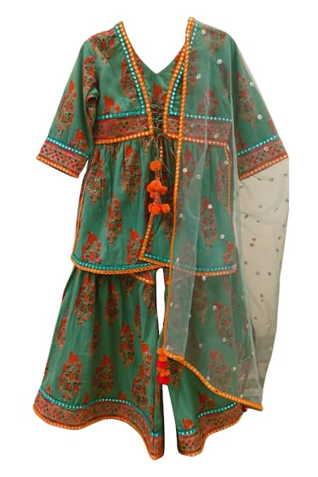 MINIME ORGANICS Floral Mandala Print Kurta Sharara Set 