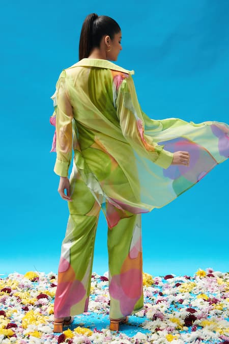 Cin Cin Abstract Print Long Shrug Pant Set 