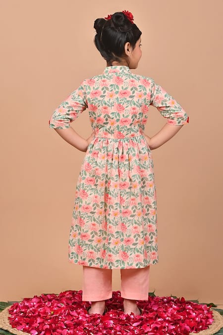 The Cotton Staple Honey Crochet Placement Embroidered Cape & Pant Set 