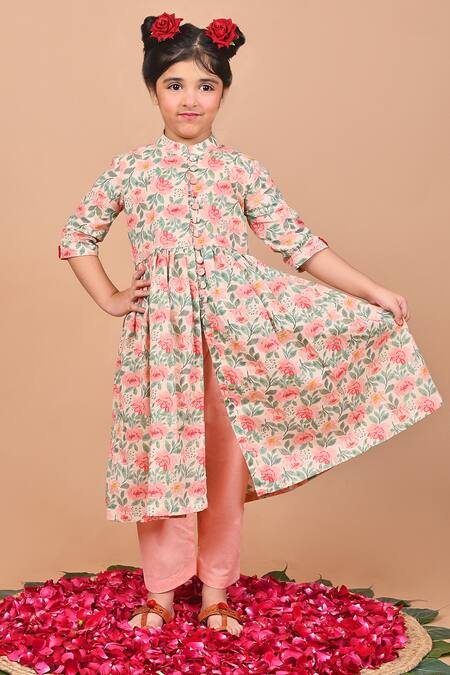 The Cotton Staple Peach Cotton Honey Crochet Placement Embroidered Cape And Pant Set Online at Aza Fashions The Cotton Staple_Peach Cotton Honey Crochet Placement Embroidered Cape And Pant Set _Online_at_Aza_Fashions