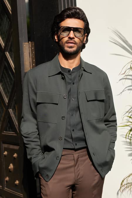 Philocaly_Green Malachite Knitted Shacket_Online_at_Aza_Fashions