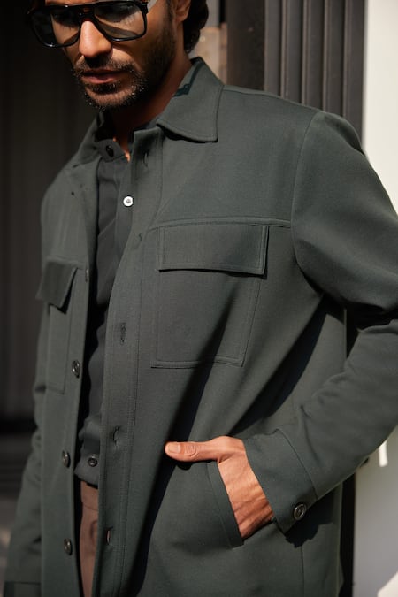 Philocaly_Green Malachite Knitted Shacket_at_Aza_Fashions