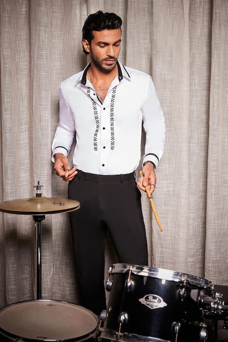 Philocaly Pinnacle Embroidered Placket Shirt 