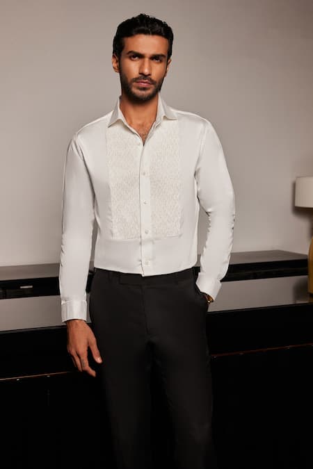 Shop_Philocaly_White Cotton Embroidery Orphic Shirt _at_Aza_Fashions