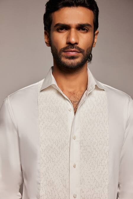 Buy_Philocaly_White Cotton Embroidery Orphic Shirt _Online_at_Aza_Fashions