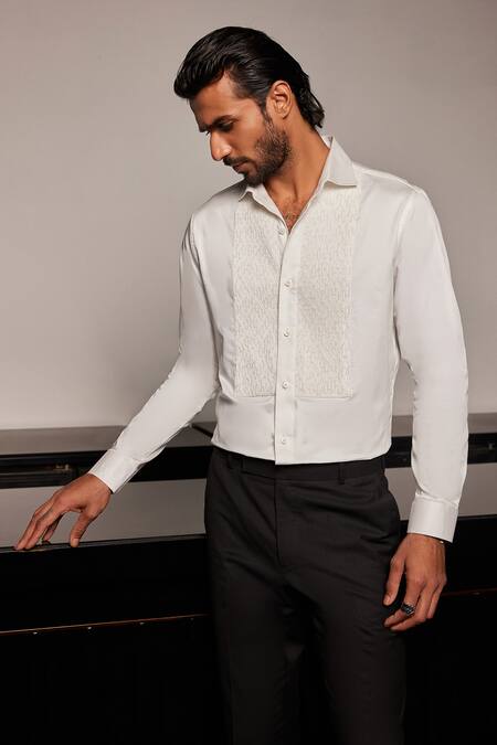 Shop_Philocaly_White Cotton Embroidery Orphic Shirt _Online_at_Aza_Fashions