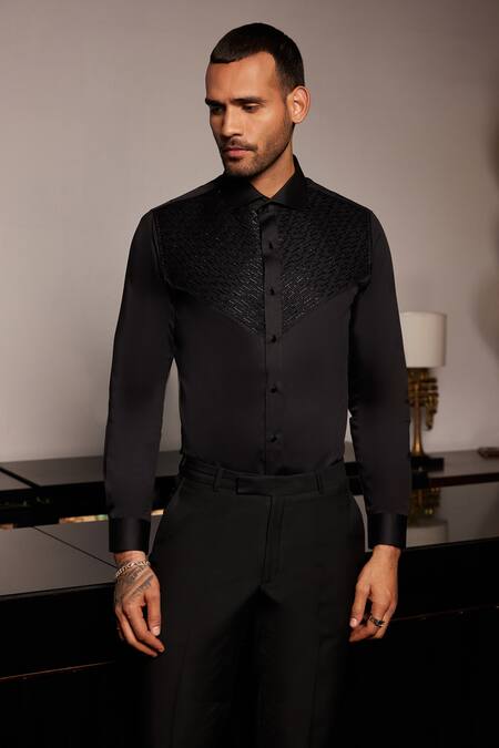 Buy_Philocaly_Black Cotton Embroidery Vesta Bodice Shirt _Online_at_Aza_Fashions