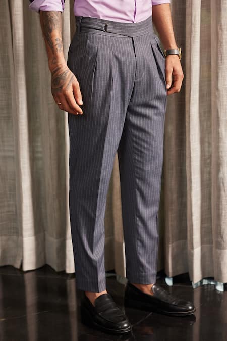 Men's Grey & Black Pinstripe Trousers, Ideal For Weddings, Ascot, Special  Events | eBay