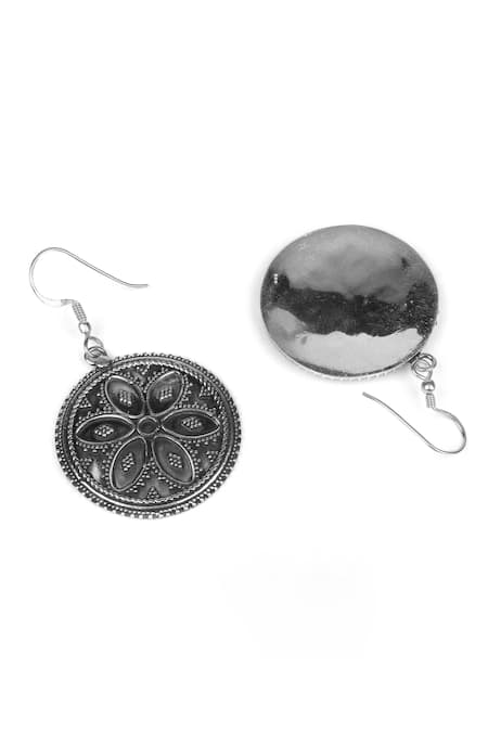 Buy_Sangeeta Boochra_Silver Plated Lubena Floral Tribal Earrings _Online_at_Aza_Fashions