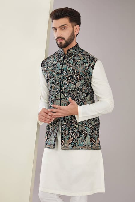 Buy_Kasbah_Multi Color Georgette Embroidery Kashmiri Thread Bundi _Online_at_Aza_Fashions
