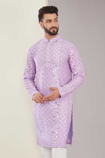 Buy Kasbah Purple Silk Mirrors Geometric Embroidered Kurta Online at Aza Fashions Buy_Kasbah_Purple Silk Mirrors Geometric Embroidered Kurta _Online_at_Aza_Fashions