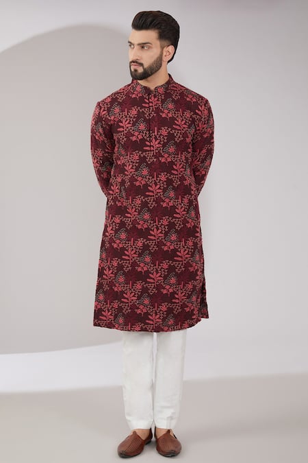 Kasbah Silk Foliage Embroidered Kurta 