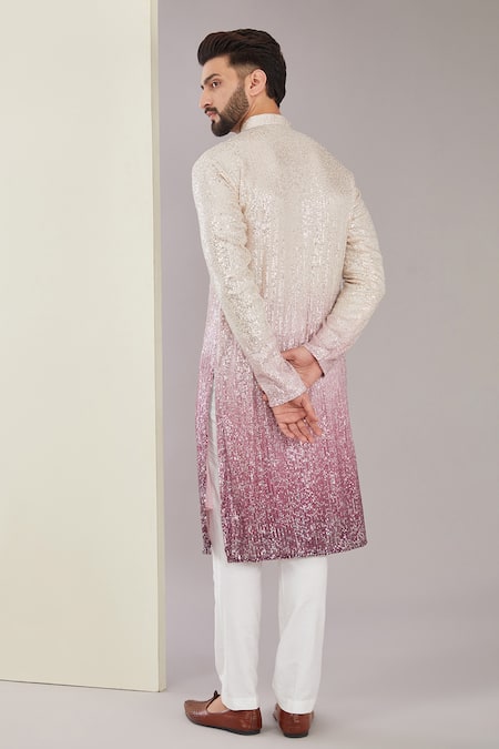 Shop Kasbah Multi Color Polyester Sequins, Embroidery Ombre Kurta at Aza Fashions Shop_Kasbah_Multi Color Polyester Sequins, Embroidery Ombre Kurta_at_Aza_Fashions