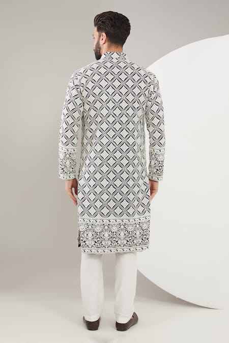 Kasbah Silk Floral Chikankari Embroidered Kurta Set
