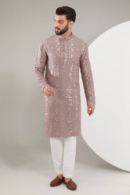 Kasbah Silk Foil Mirror Work Kurta 