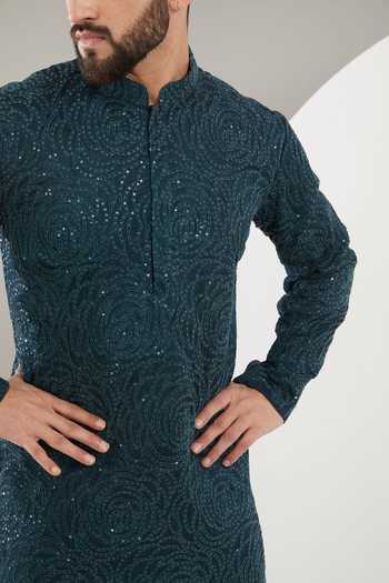 Kasbah Blue Silk Sequins, Embroidery Work Kurta Online at Aza Fashions Kasbah_Blue Silk Sequins, Embroidery Work Kurta _Online_at_Aza_Fashions