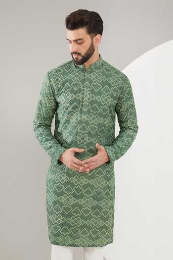 Buy Kasbah Green Silk, Cotton Embroidery Thread Kurta Set Online at Aza Fashions Buy_Kasbah_Green Silk, Cotton Embroidery Thread Kurta Set _Online_at_Aza_Fashions