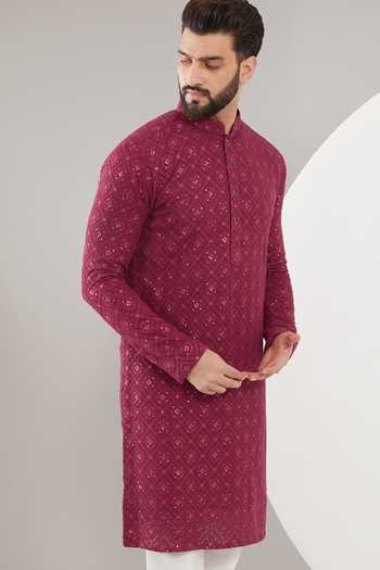 Buy Kasbah Maroon Georgette, Cotton Sequins, Embroidery Thread And Kurta Set Online at Aza Fashions Buy_Kasbah_Maroon Georgette, Cotton Sequins, Embroidery Thread And Kurta Set _Online_at_Aza_Fashions