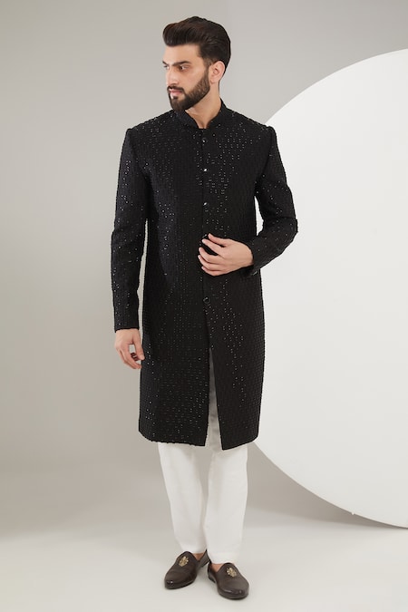 Kasbah Silk Cutdana Embroidered Sherwani 