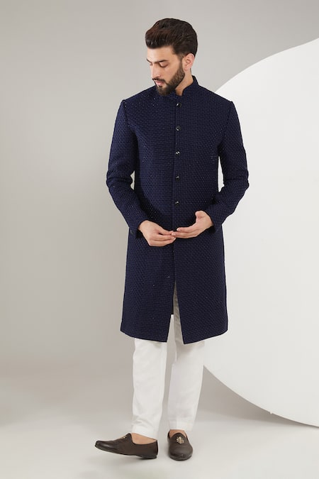 Kasbah Thread & Cutdana Embroidered Sherwani Set 