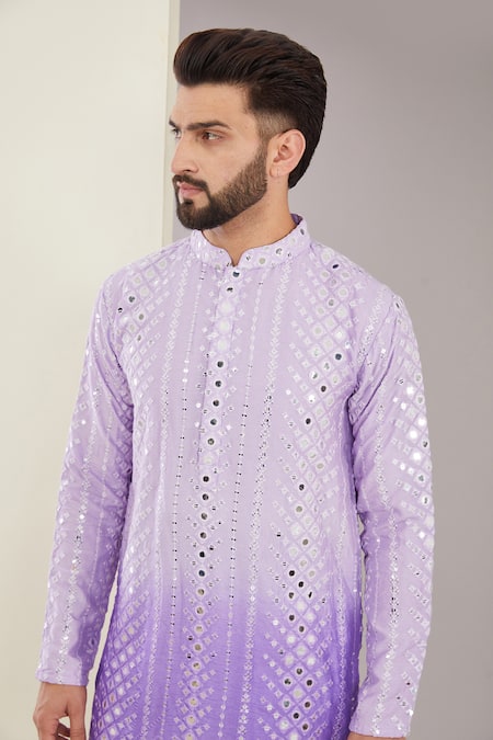 Kasbah Purple Silk Mirrors, Embroidery Ombre Kurta Set Online at Aza Fashions Kasbah_Purple Silk Mirrors, Embroidery Ombre Kurta Set _Online_at_Aza_Fashions