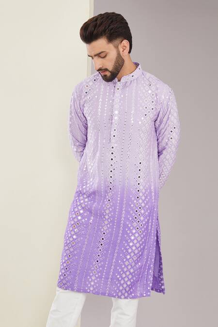 Buy Kasbah Purple Silk Mirrors, Embroidery Ombre Kurta Set Online at Aza Fashions Buy_Kasbah_Purple Silk Mirrors, Embroidery Ombre Kurta Set _Online_at_Aza_Fashions