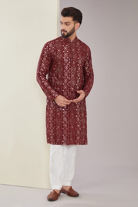 Kasbah Silk Mirror & Sequin Embroidered Kurta 