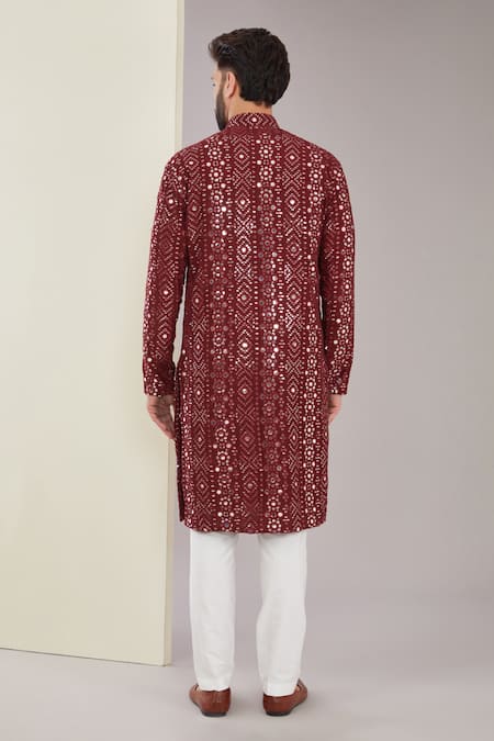 Kasbah Silk Mirror & Sequin Embroidered Kurta Set 