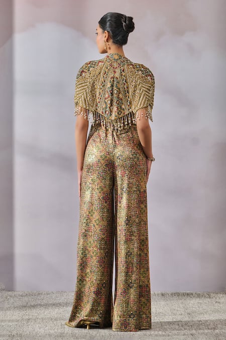 Tarun Tahiliani Phulkari Print Jumpsuit & Gilet Set 